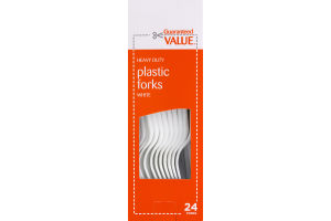 Guaranteed Value Heavy Duty Plastic Forks White - 24 CT