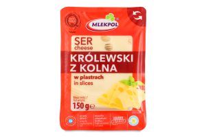 Сир 45% нарізаний Королівський з Кольно Mlekpol лоток 150г
