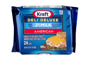 Kraft Deli Deluxe Cheese Slices 2% Milk American - 24 CT