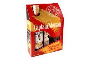 Набор Напиток алкогольный 1л 35% на основе карибского рома Spiced gold + 1 стакан 340мл Captain Morgan к/у 2шт
