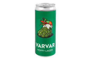 Пиво 0.33л 5.6% світле нефільтроване непастеризоване Hoppy lager Varvar з/б