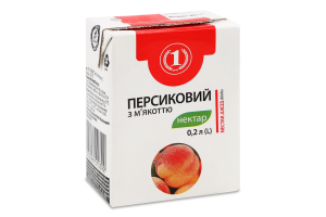 Нектар с мякотью стерилизованный персиковый ТМ "1" т/п 0.2л