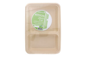 Лоток з кукурудзяного крохмалю двосекційний 3шт Грін Пак