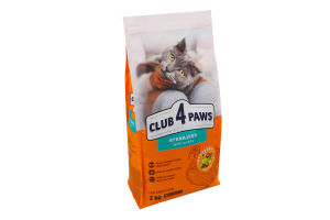 Корм д/дорослих стерилізованих котів Premium з індичкою сухий 2кг Club 4 Paws