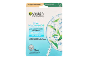 Маска д/обличчя Скін Нейчералз Чиста шкіра д/жирної та проблемної шкіри тканинна 23г Гарньє