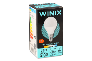 Лампа нейтральный свет G45 6W E14 4100K LED Winix 1шт