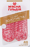 Колбаса нарезка из мяса птицы Салями Золотистая М'ясна Гільдія в/с с/к лоток 0.075кг
