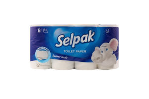 Папір туалетний 3-х шаровий Super Soft Selpak 8шт