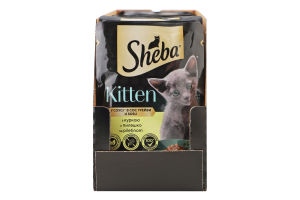 Корм консервированный полнорационный для котят C курицей в соусе Sheba д/п 85г