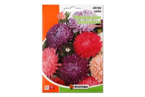 Насіння Квіти Айстра півонієподібна висока суміш 3г Яскрава