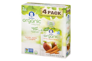 Gerber Organic Baby Food Carrots, Apple & Mangoes - 4 PK