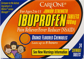CareOne Ibuprofen Junior Strength Ages 2-11 Orange Flavored Chewables Pain Reliever/Fever Reducer - 24 CT