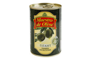 Оливки без кісточки пастеризовані Гігант Maestro de Oliva з/б 420г