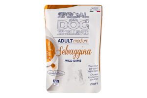 Корм влажный для взрослых собак средних пород Кусочки из мяса дичи Excellence Special dog Monge д/п 100г