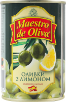 Оливки с лимоном пастеризованные Maestro de Oliva ж/б 280г
