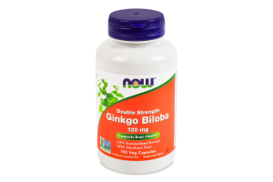 Добавка дієтична веганські капсули 120мг Гінкго білоба з коренем елеутерококу Now 100шт