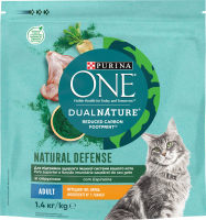 Корм сухой полнорационный для взрослых котов c курицей со спирулиной DualNature Purina One д/п 1.4кг