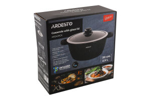 Каструля Gemini Anzio 2,5л чорний алюміній з скляною кришкою Ardesтo