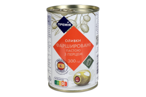 Оливки Премія зелені фаршировані перцем