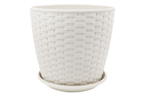 Горщик д/квітів Ротанг світло-бежевий з підставкою 20*18см арт114057 Алеана