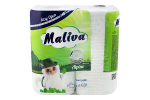 Туал. папір Maliva 4 рул. по 130 арк., 17 м, 3-х шар. Альпійський И985 (Болгарія)