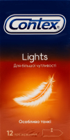 Презервативи латексні особливо тонкі з силіконовою змазкою Lights Contex 12шт
