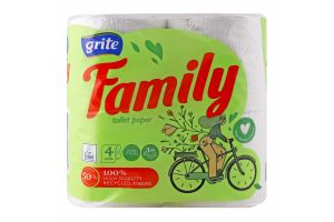 Бумага туалетная 3 слоя Family Grite 4шт