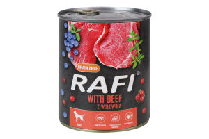 Корм д/собак з яловичиною 800г ж/б Рафі