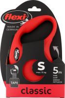 Повідець-рулетка д/собак до 15кг New Classic червоний стрічка р.S 5м Flexi