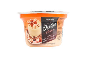 Десерт кисломолочный 5% со вкусом карамельно-орехового пралине с шоколадом Selection Деліссімо ст 180г