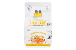 Корм сухой для взрослых котов Fresh Salmon&Chicken Haircare Care Brit м/у 400г