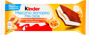 Пирожное бисквитное с молочной начинкой и наполнителем со вкусом персика и маракуйи Milk-slice Kinder м/у 28г