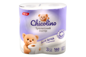 Папір туалетний білий 3шари 4шт Chicolino