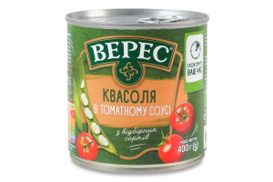 Квасоля в томатному соусі стерилізована Верес з/б 400г