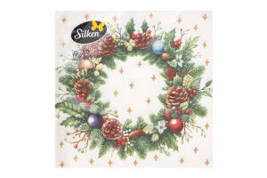 Серветки паперові Ялинка та віночок Мікс 33*33см 3шари 18шт Silken