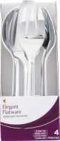 Ahold Elegant Flatware Silver Plastic Servingware - 4 CT