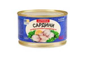 Сардины балтийские натуральные стерилизованные с добавлением масла Даринка ж/б 240г