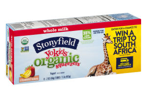 Stonyfield Organic Yokids Whole Milk Yogurt Squeezers Strawberry Banana - 8 CT