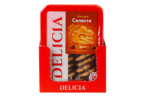 Печенье сдобное с декором и молочной глазурью Селеста Delicia лоток 0.25кг