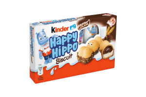 Вафля хрустящая с молочной и какао начинкой Happy hippo Biscuit Kinder к/у 5х20.7г