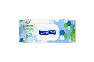 Салфетки влажные универсальные Антибактериальные Superfresh 72шт