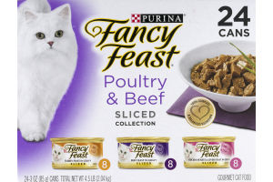 Purina Fancy Feast Cat Food Sliced Poultry & Beef - 24 CT