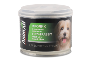 Корм д/дорослих собак з кролем та кролячою печінкою 195г ж/б AnimAll