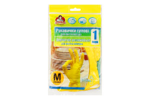 Перчатки резиновые для мытья посуды M Помічниця 1пара