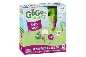 GoGo Squeez Applesauce On The Go Pouches Apple Berry - 4 CT
