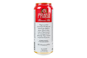 Пиво 0.5л 4.7% світле фільтроване солодове пастеризоване Premium Pils Praga з/б