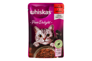 Корм консервований повнораціонний для дорослих котів З яловичиною в желе Справжня насолода Whiskas д/п 85г