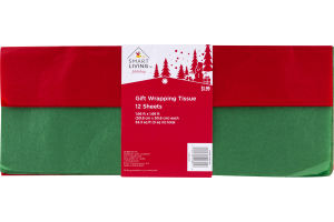Smart Living Holiday Gift Wrapping Tissue Red & Green - 12 CT