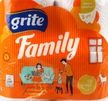Бумага туалетная 3 слоя Family Grite 4шт