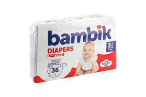 Трусики-подгузники для детей 4-9кг 3 Bambik 36шт